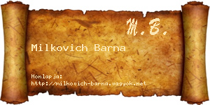 Milkovich Barna névjegykártya